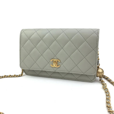 Chanel Pearl Crush Wallet On Chain (WOC) Grey Lambskin GHW