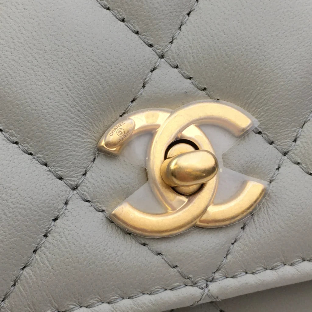 Chanel Pearl Crush Wallet On Chain (WOC) Grey Lambskin GHW