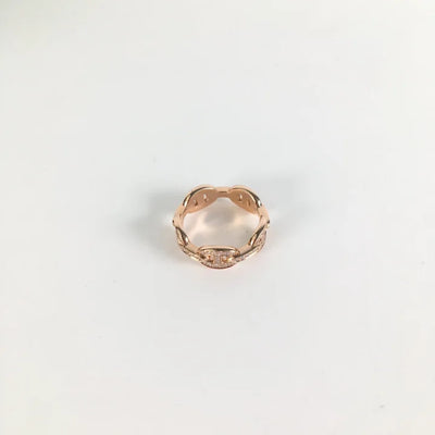 Hermes Chaine D'ancre Enchainee Ring w/ Diamonds Sz 57