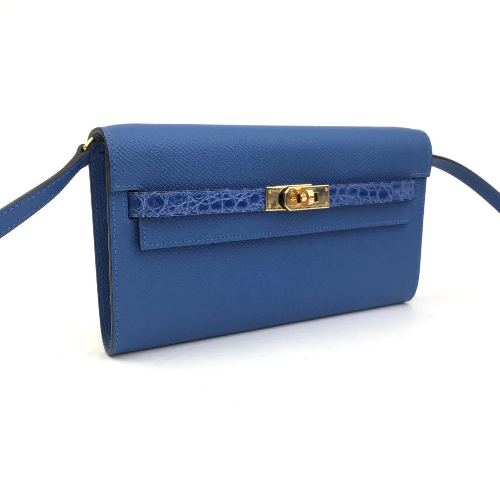 Hermes Kelly To Go Touch Wallet Mykonos Epsom GHW