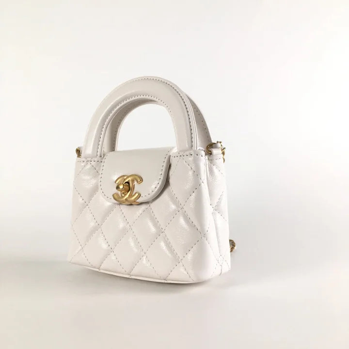 Chanel Kelly Nano White Distressed Calfskin