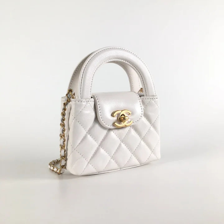 Chanel Kelly Nano White Distressed Calfskin