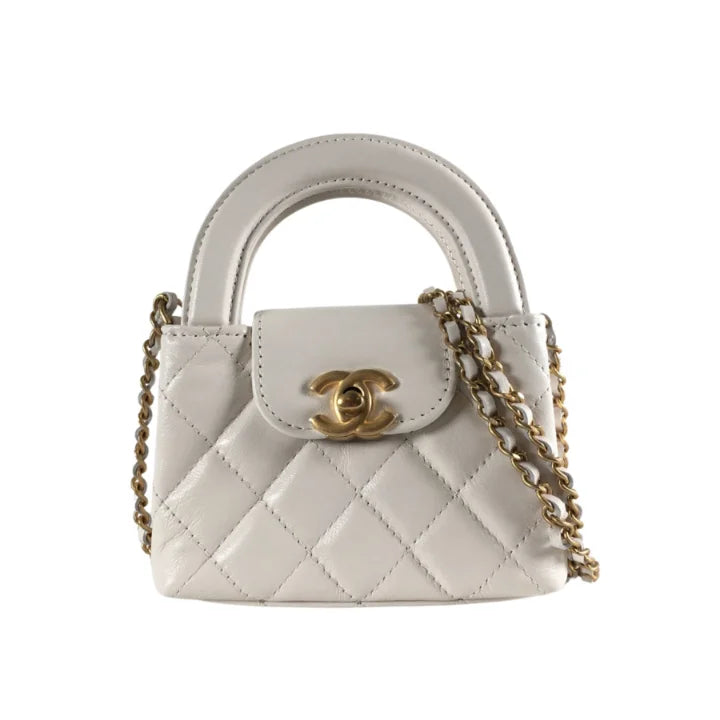 Chanel Kelly Nano White Distressed Calfskin