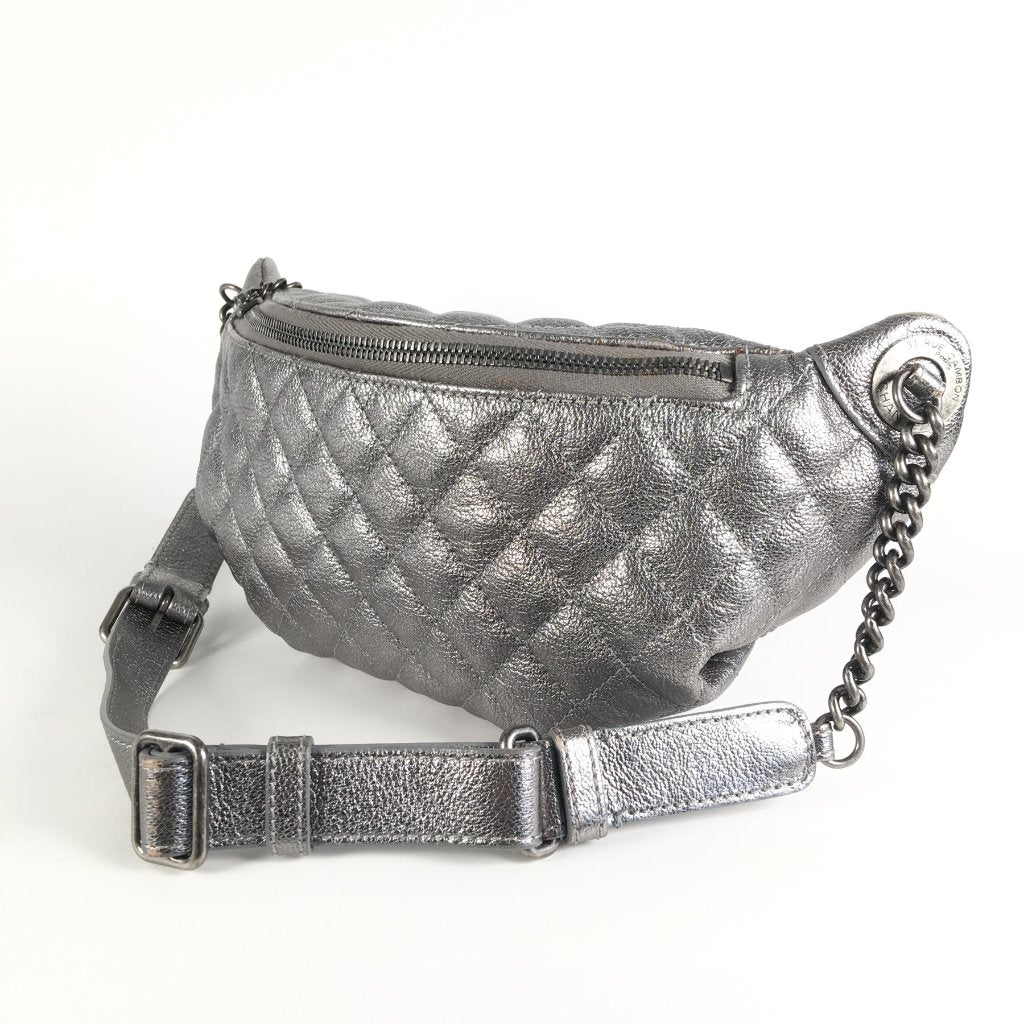 Chanel 15A Belt Bag Metallic Silver Calfskin