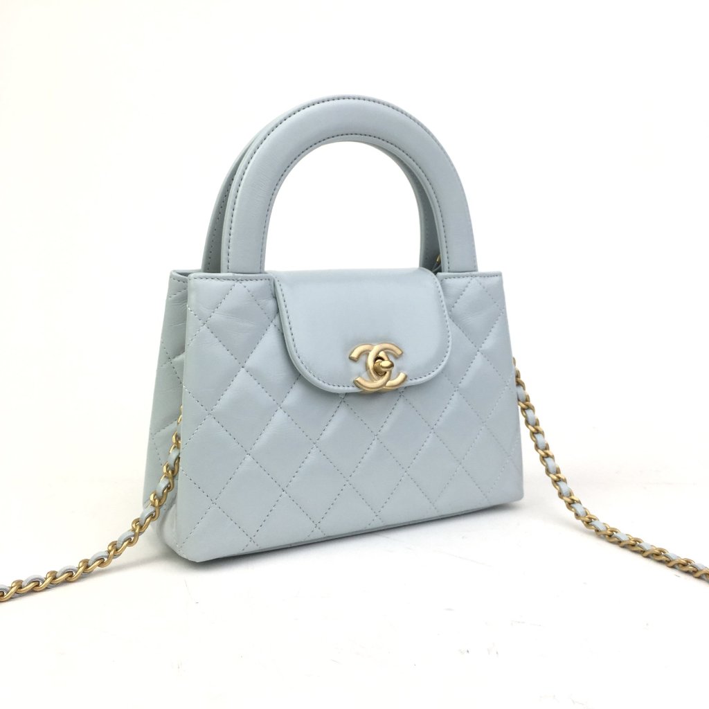 Chanel Kelly Shopping Bag Large Blue Calfskin