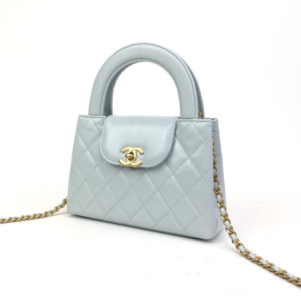 Chanel Kelly Shopping Bag Large Blue Calfskin