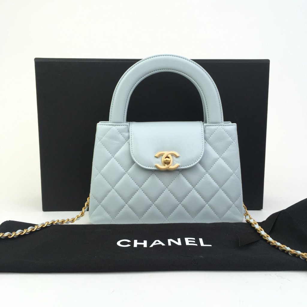 Chanel Kelly Shopping Bag Large Blue Calfskin