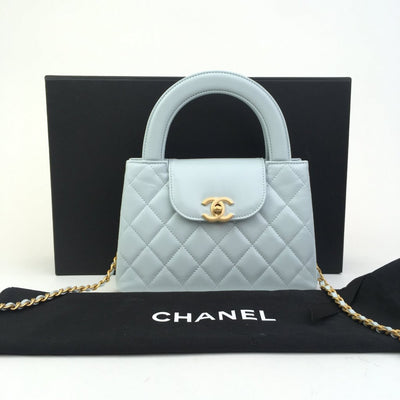 Chanel Kelly Shopping Bag Large Blue Calfskin