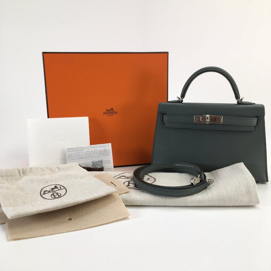 Hermes Mini Kelly Vert Amande Epsom