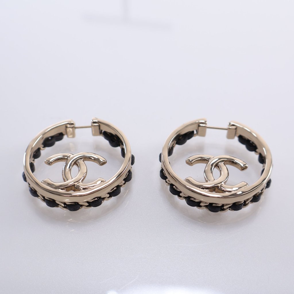 Chanel CC Braided Hoop Earrings