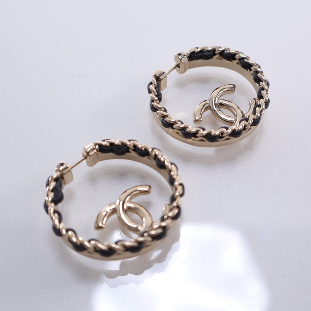 Chanel CC Braided Hoop Earrings