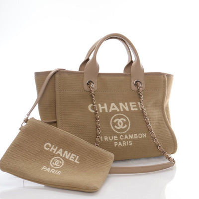 Chanel Deauville Tote Small Taupe Canvas