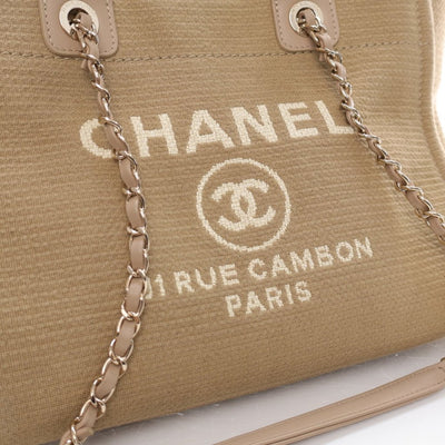 Chanel Deauville Tote Small Taupe Canvas