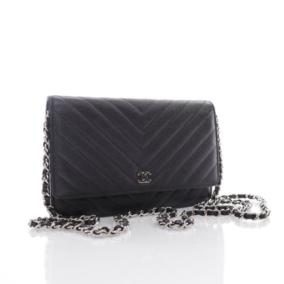 Chanel Chevron Wallet On Chain (WOC) Black Caviar