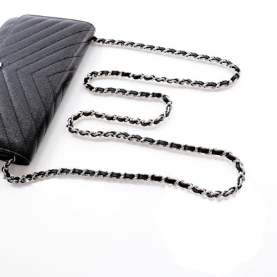 Chanel Chevron Wallet On Chain (WOC) Black Caviar