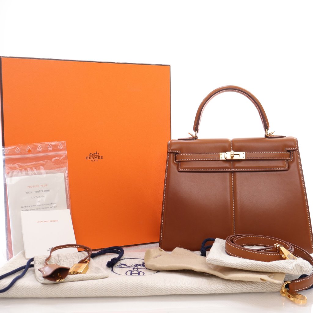 Hermes Padded Kelly 25 Gold Barenia