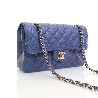 Chanel Classic Flap Small Iridescent Blue Caviar