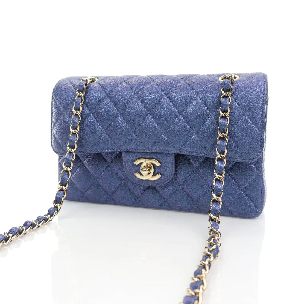 Chanel Classic Flap Small Iridescent Blue Caviar