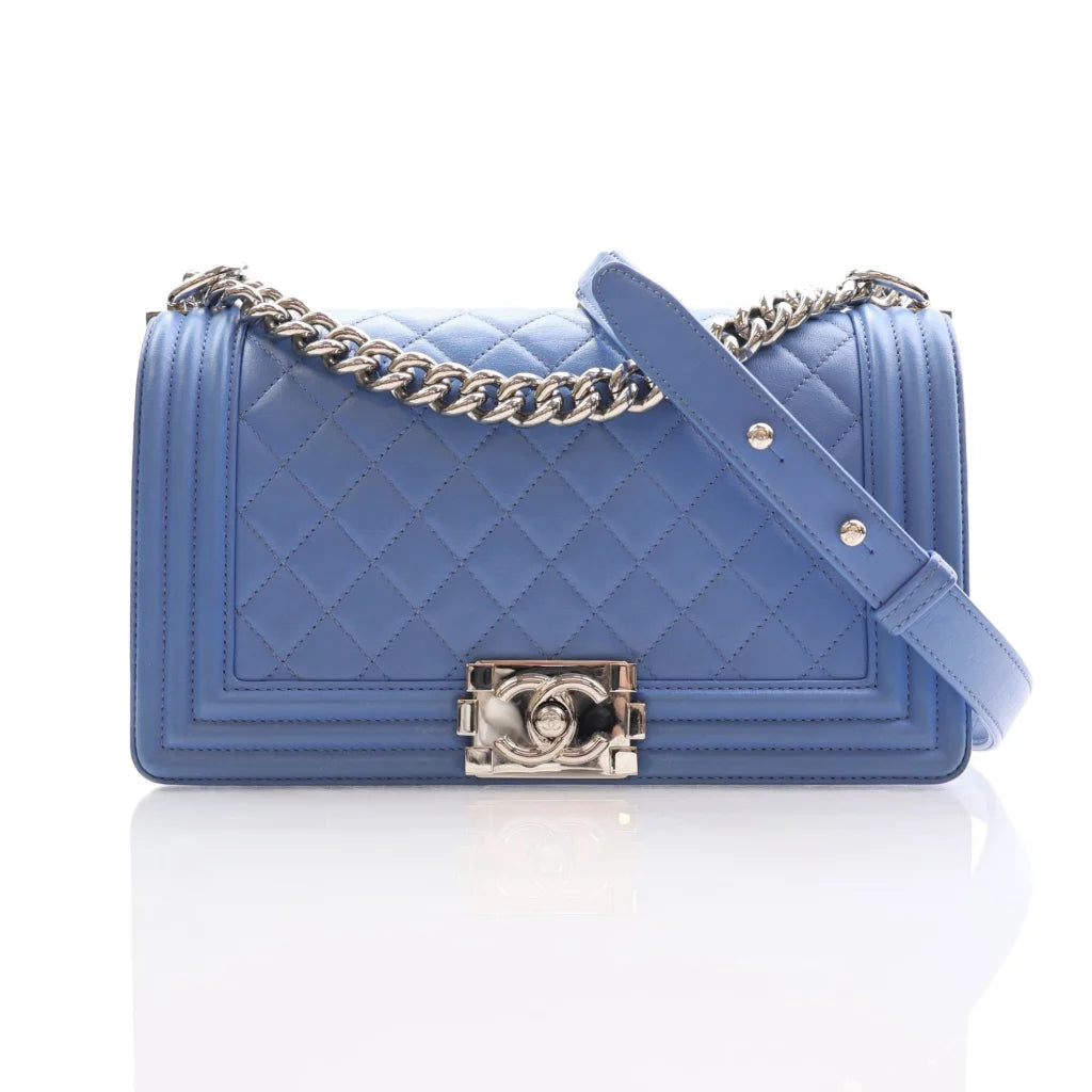 Chanel Boy Bag Old Medium Blue Lambskin