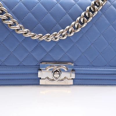 Chanel Boy Bag Old Medium Blue Lambskin