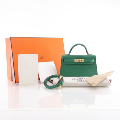 Hermes Mini Kelly Vert Vertigo Chevre