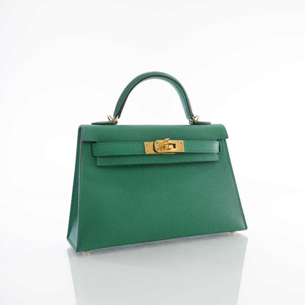 Hermes Mini Kelly Vert Vertigo Chevre