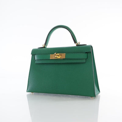 Hermes Mini Kelly Vert Vertigo Chevre