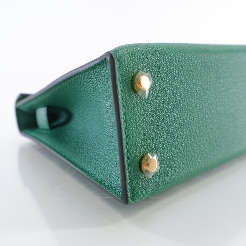 Hermes Mini Kelly Vert Vertigo Chevre
