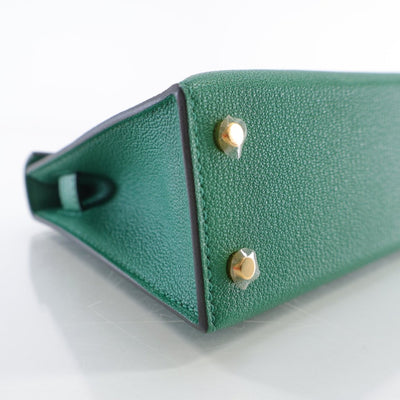 Hermes Mini Kelly Vert Vertigo Chevre