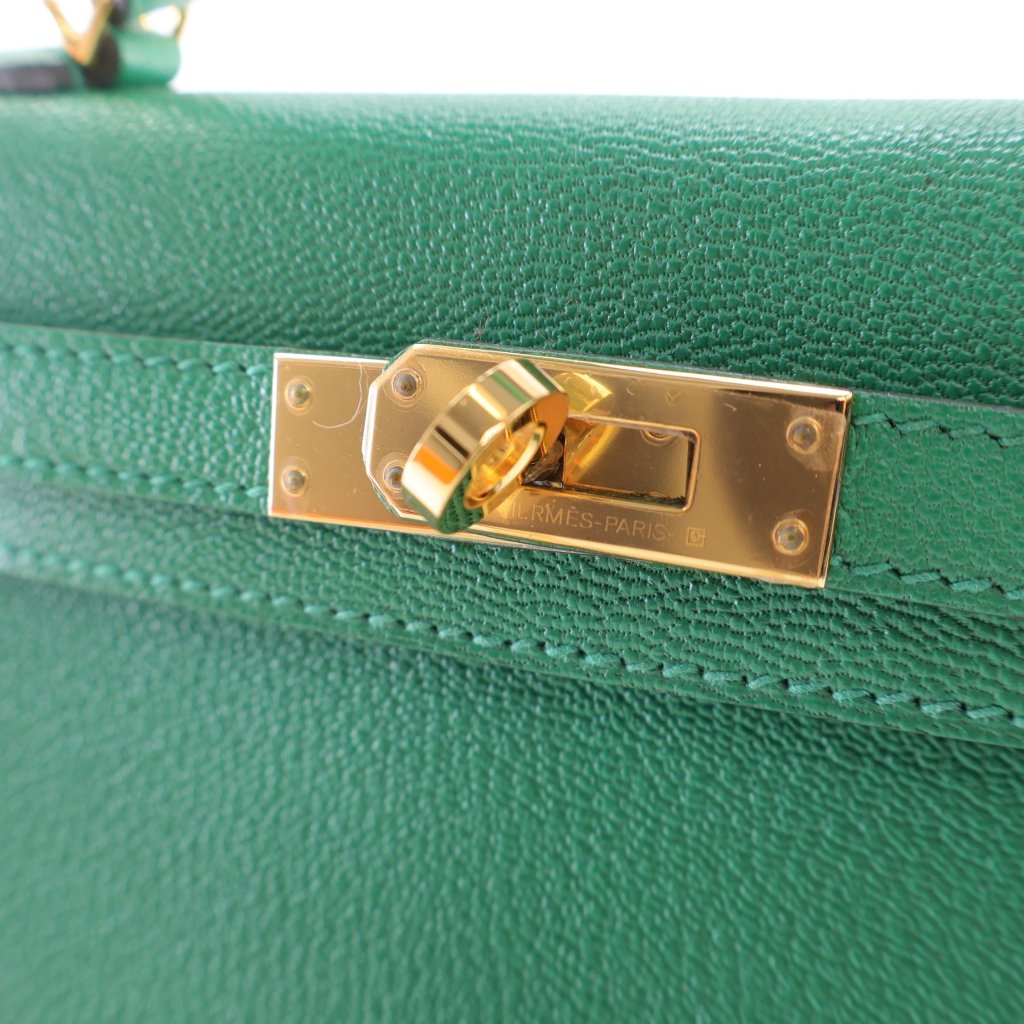 Hermes Mini Kelly Vert Vertigo Chevre