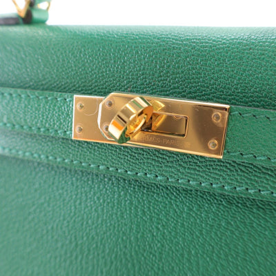 Hermes Mini Kelly Vert Vertigo Chevre