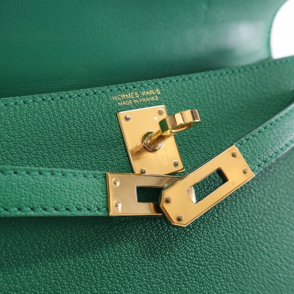 Hermes Mini Kelly Vert Vertigo Chevre