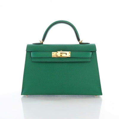 Hermes Mini Kelly Vert Vertigo Chevre