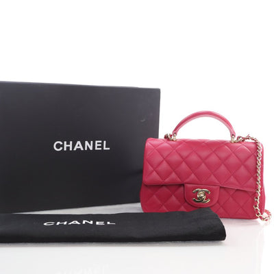 Chanel Mini Rectangle Top Handle Pink Lambskin GHW