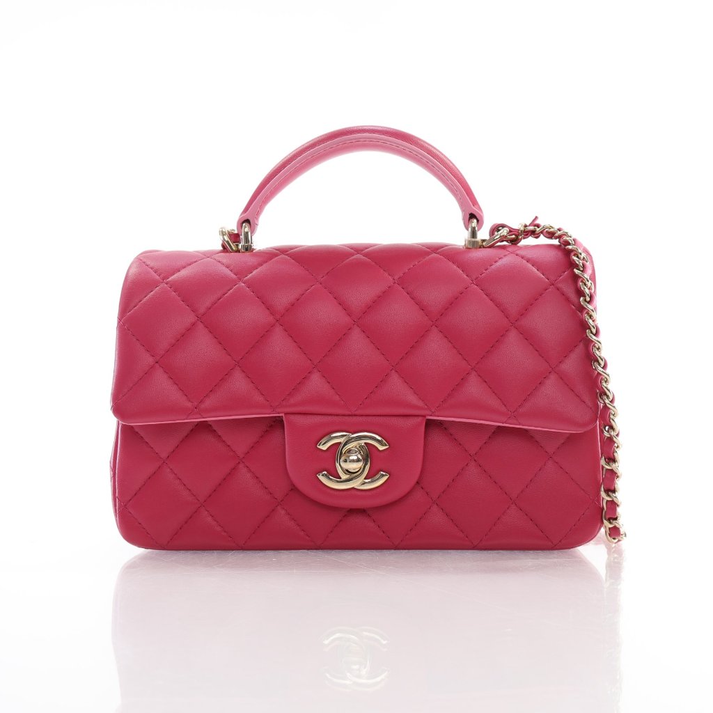 Chanel Mini Rectangle Top Handle Pink Lambskin GHW