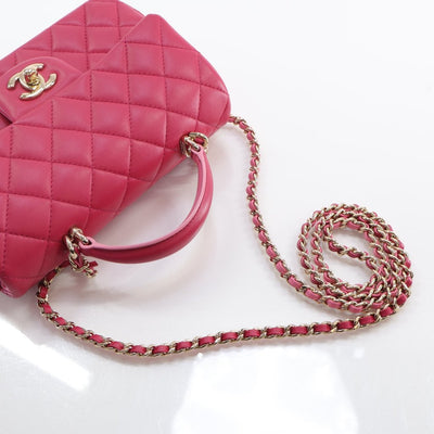 Chanel Mini Rectangle Top Handle Pink Lambskin GHW