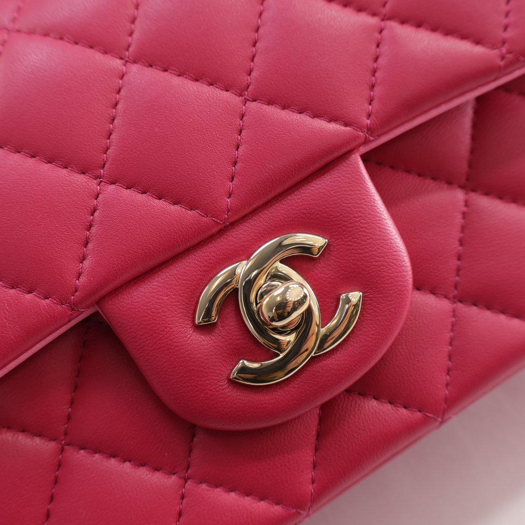 Chanel Mini Rectangle Top Handle Pink Lambskin GHW