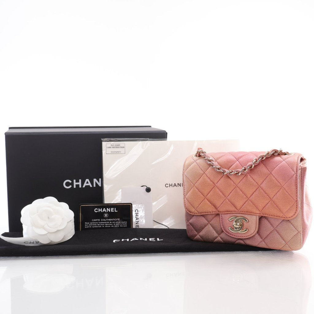 Chanel Mini Square Ombre Pink Iridescent Lambskin