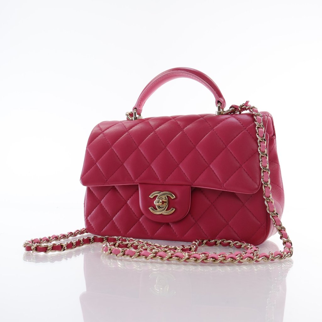 Chanel Mini Rectangle Top Handle Pink Lambskin GHW