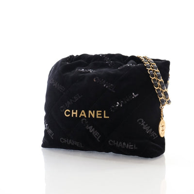 Chanel 22 Hobo Small Black Velvet