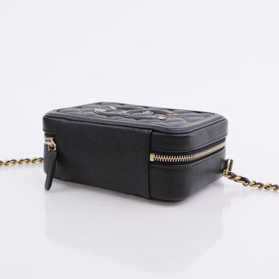 Chanel Filigree Vanity Clutch With Chain 18B Black Caviar