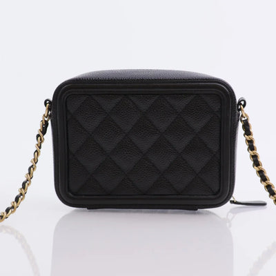 Chanel Filigree Vanity Clutch With Chain 18B Black Caviar