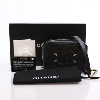 Chanel Filigree Vanity Clutch With Chain 18B Black Caviar