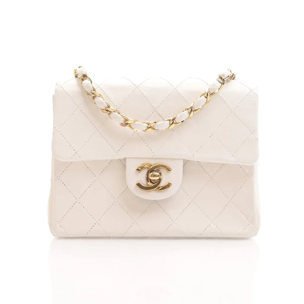 Chanel Vintage Mini Square White Lambskin