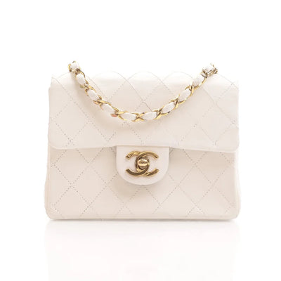 Chanel Vintage Mini Square White Lambskin