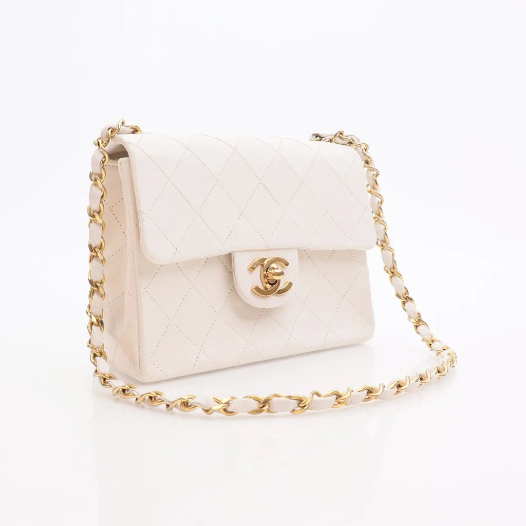 Chanel Vintage Mini Square White Lambskin