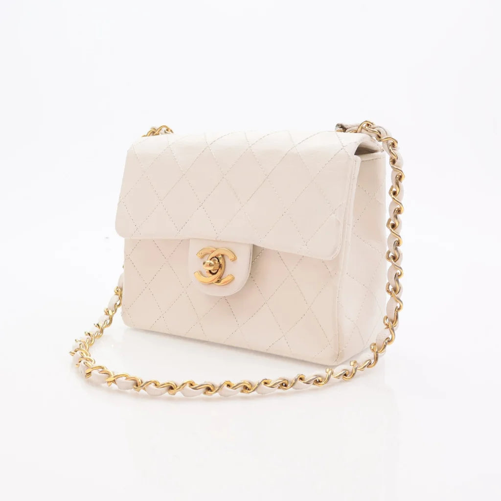 Chanel Vintage Mini Square White Lambskin