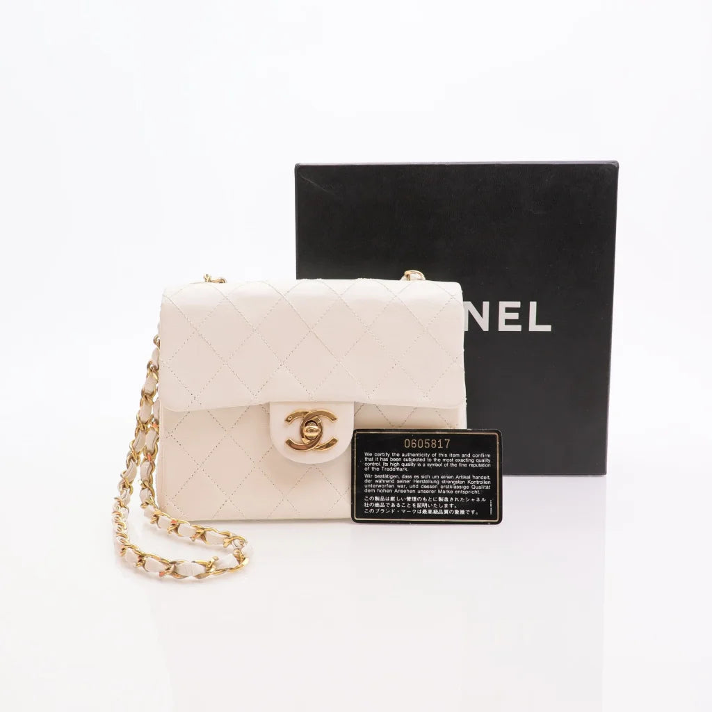 Chanel Vintage Mini Square White Lambskin