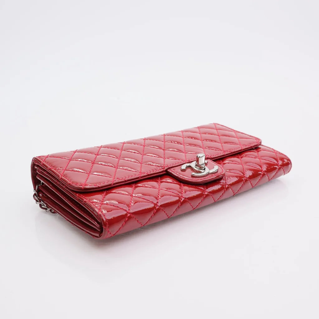 Chanel East West Flap Clutch Red Patent