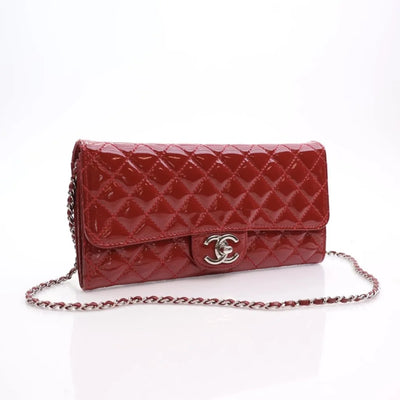 Chanel East West Flap Clutch Red Patent